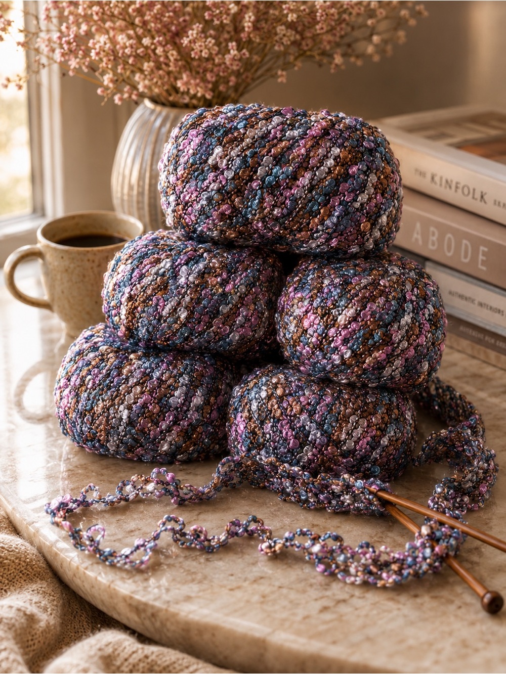 Muench Yarns FABU Lot 10 Skeins M4327 Boucle Viscose France 50g NEW Multicolor